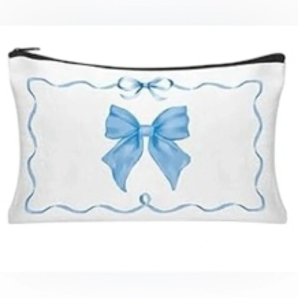 Blue Bow Makeup Bag